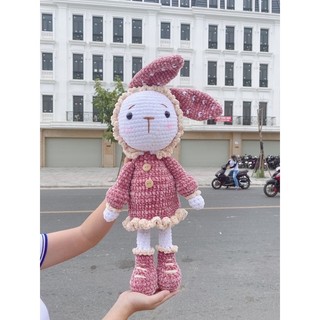 Set len tự móc Diy - thỏ tai dài 60cm