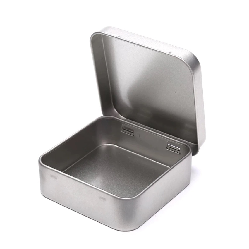 7*7*2.3cm-Hộp thiếc vuông nắp lật trắng, đen, bạc