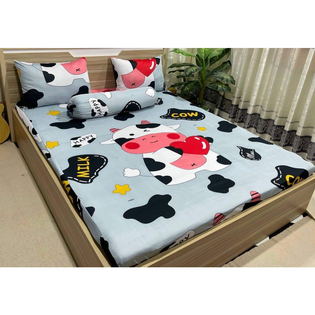 Bộ Drap Thun Lạnh Hàn Quốc cực bền màu , (4 món) 1m6 hoặc 1m8 x 2m