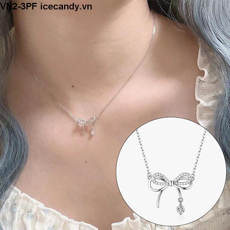 Vòng cổ Mặt Hình Nơ Đính Kim Cương Thời Trang Hàn Quốc Cho Nữ