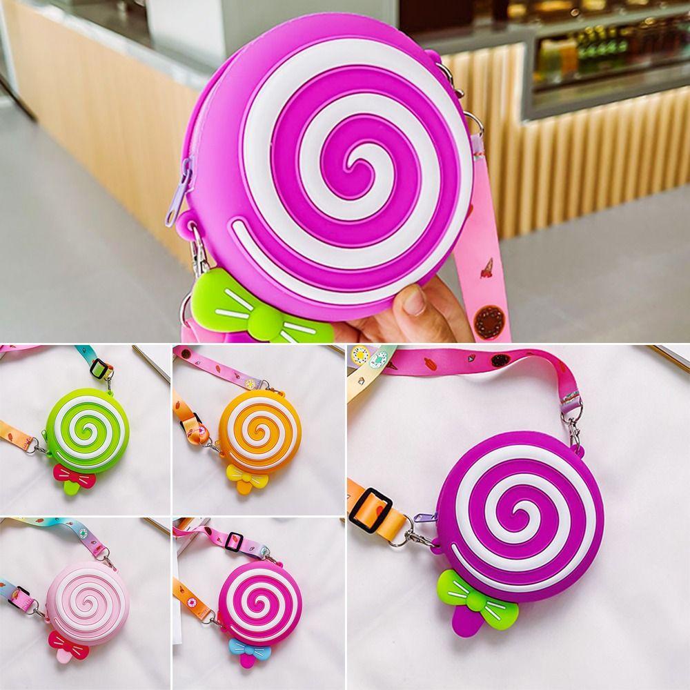 Túi Đeo Chéo Đựng Thẻ Hình Kẹo Mút Dễ Thương Cho Bé Gái