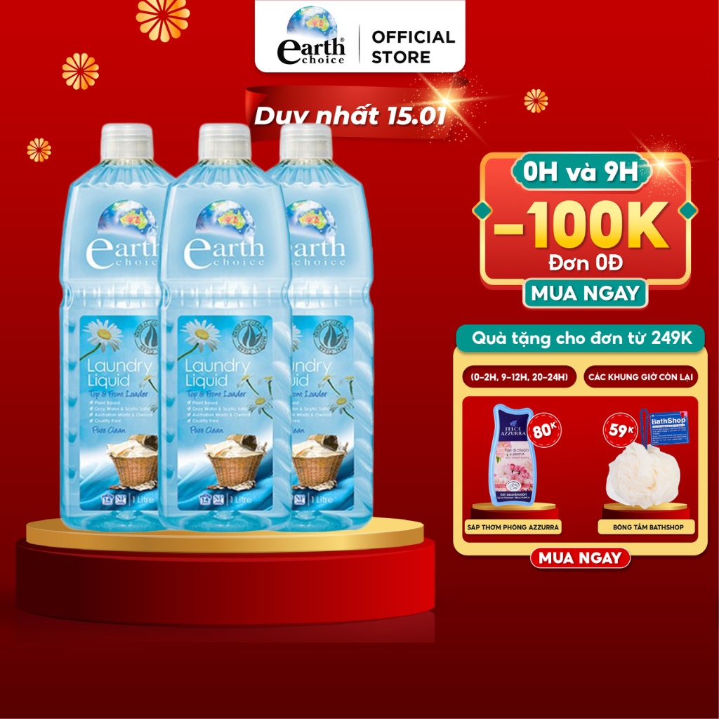 Combo 3 Chai Nước Giặt EARTH CHOICE Giặt Đồ Lót