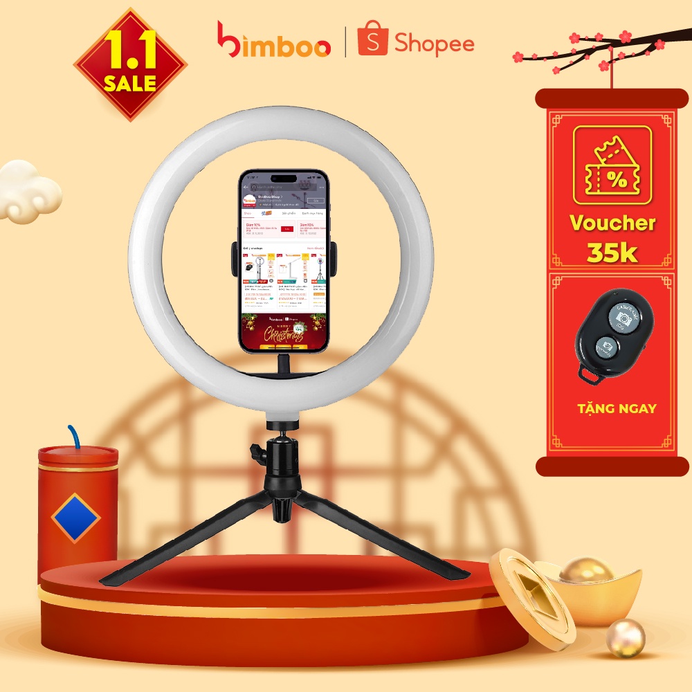Đèn livestream để bàn 26cm 3 chế độ sáng