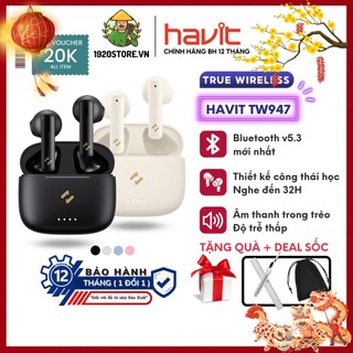  【Giao Hỏa Tốc Tai Nghe Không Dây Bluetooth TWS HAVIT TW947 Nghe Nhạc Đến 32H BT 5.3 Mới Nhất - Chính Hãng BH 12 Tháng 