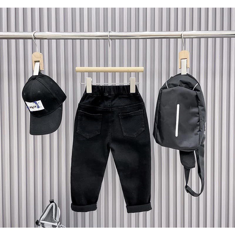 Quần bò jeans form skinny có khóa gối sành điệu màu đen cho bé trai  SHOP BÉ TÔM KIDS