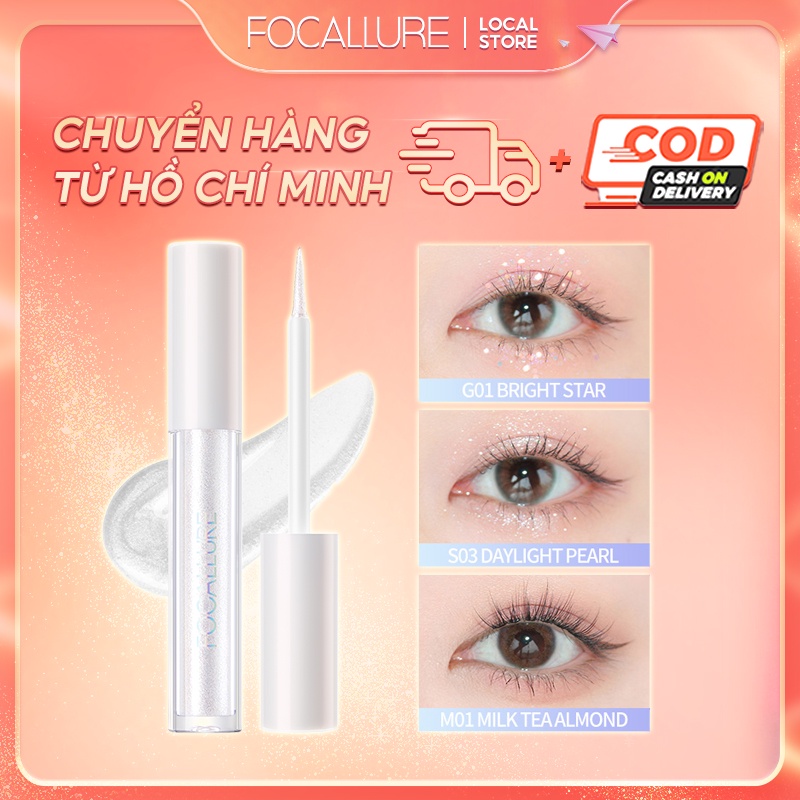 Phấn Mắt Dạng Lỏng FOCALLURE Lấp Lánh Sắc Tố Cao 5 Màu Đa Công Dụng Chống Thấm Nước Lâu Trôi