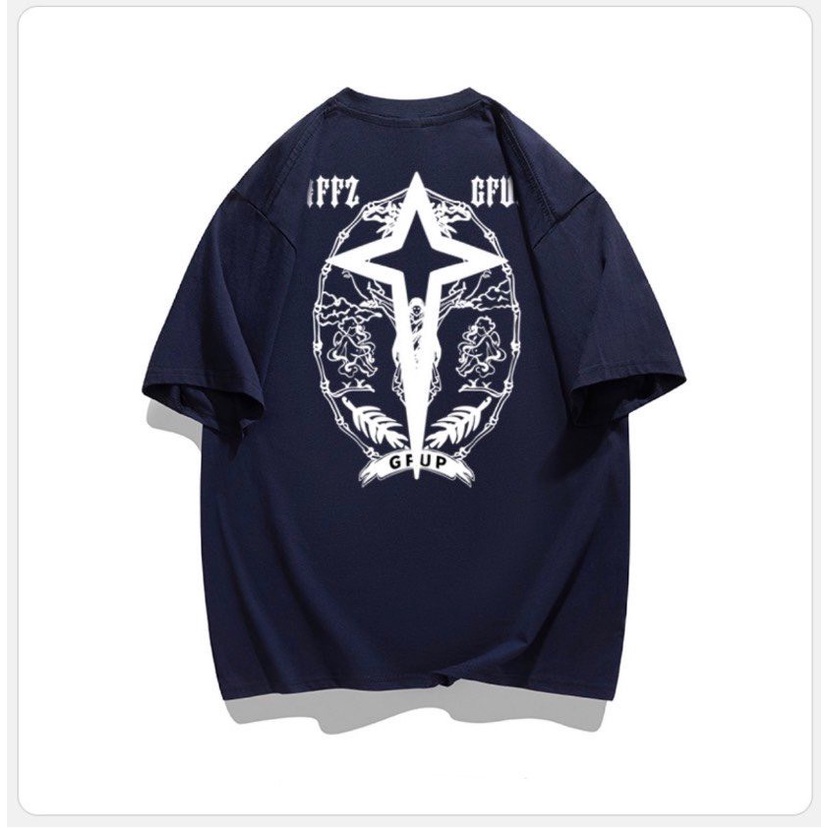 Áo Phông Tay Lỡ Cổ Tròn In Họa Tiết Thánh Giá Basicc 100% Cotton Thoáng Khí