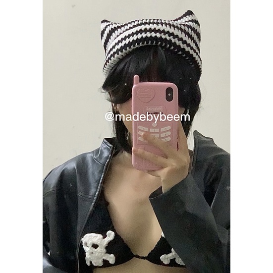 Mũ len tai mèo Cat beanie crochet handmade - Madebybeem