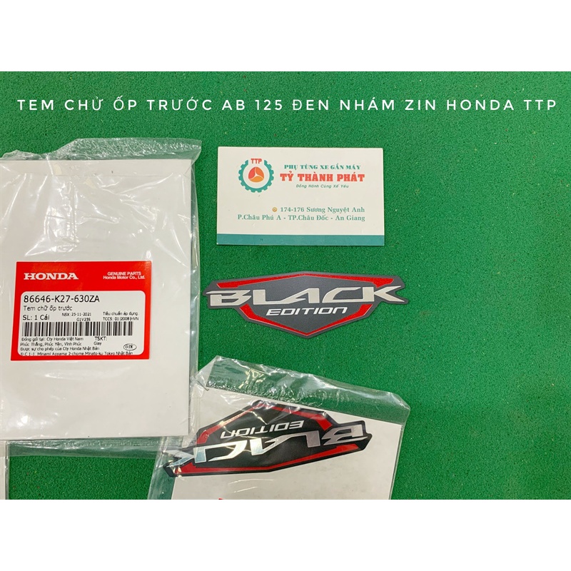 Tem chử ốp trước AB 125 Đen nhám