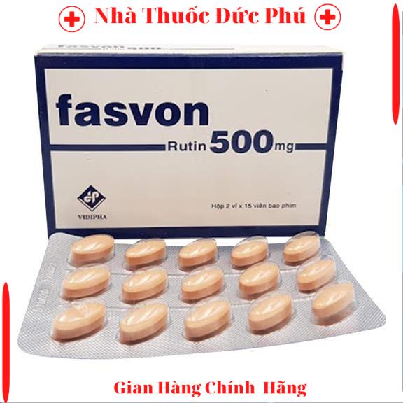 Fasvon Rutin 500mg giúp tăng sức bền thành mạch cho người giãn tĩnh mạch chân, trĩ ( Hộp 30 viên) x