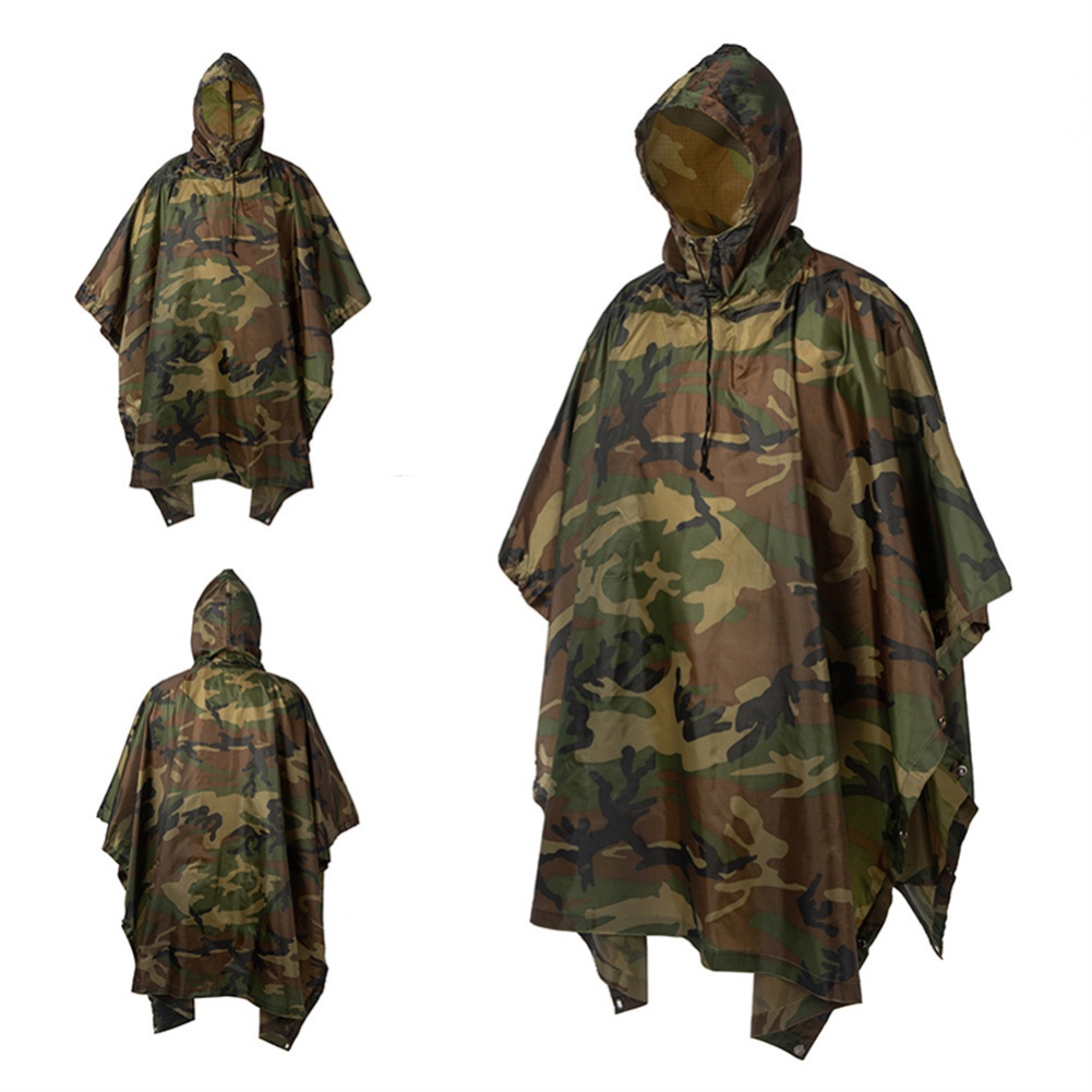 Ngụy Trang Mackintosh Rain Poncho Cắm Trại Ngoài Trời Áo Choàng Leo Núi Áo Choàng đẹp Trai Có Mũ Trùm đầu KINOSTAR Thoáng Khí.