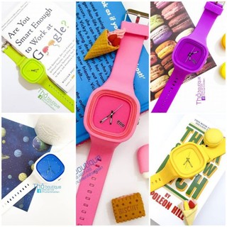 [CHÍNH HÃNG] Đồng hồ kim mặt vuông ZGO unisex hồng, vàng, xanh lá, xanh dương trắng, tím silicone chống nước 3M
