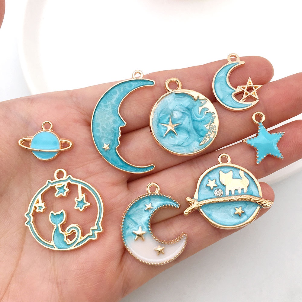 Set 8 Mặt Dây Chuyền Hình Trăng Sao Bằng Hợp Kim Thời Trang