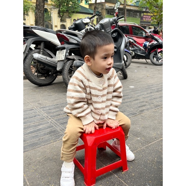 Áo Len Mtiny Cardigan Oversize Kẻ Ngang