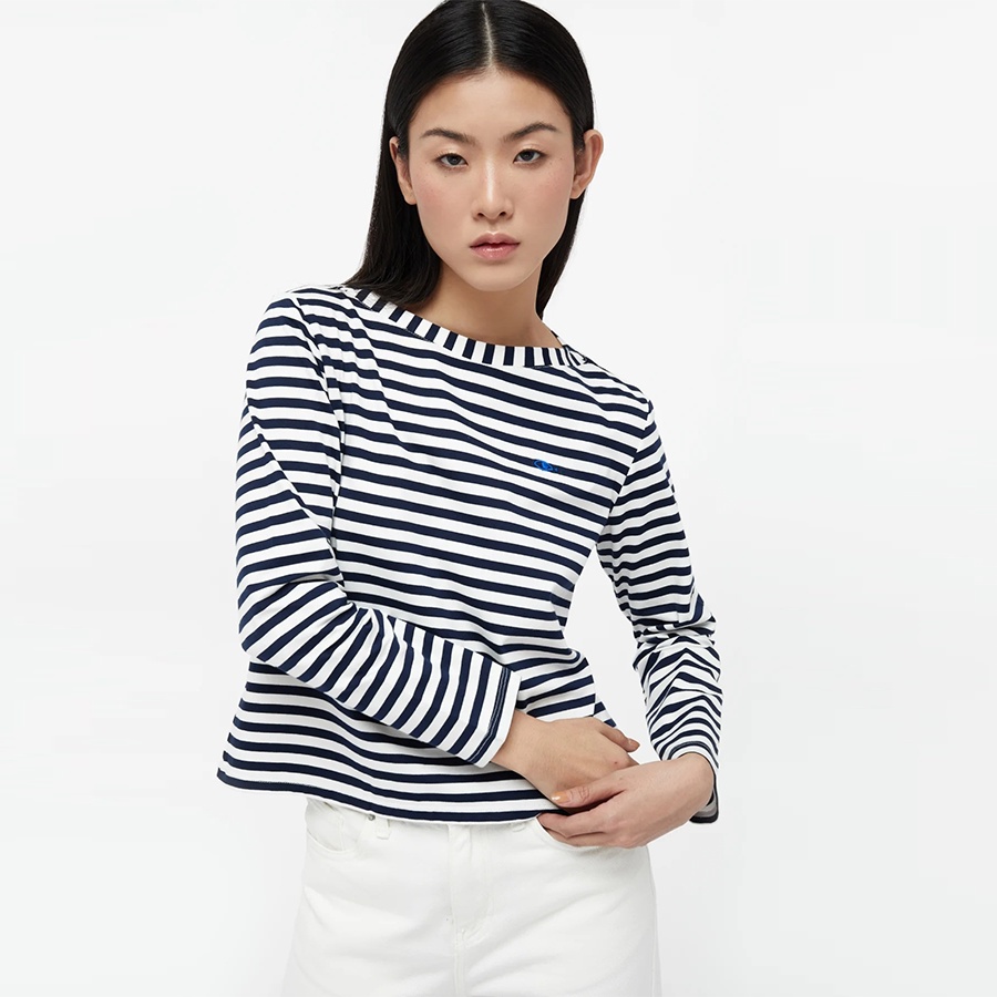 TheBlueTshirt - Áo Thun Nữ Tay Dài Kẻ Sọc Đen / Trắng - Friends Striped T - Black