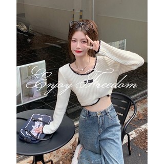Áo len dệt kim croptop
