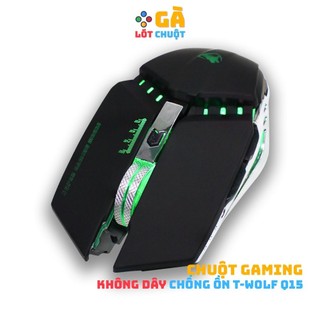 Chuột gaming không dây chống ồn led rgb t-wolf q15 wireless chuyên game - gà lót chuột