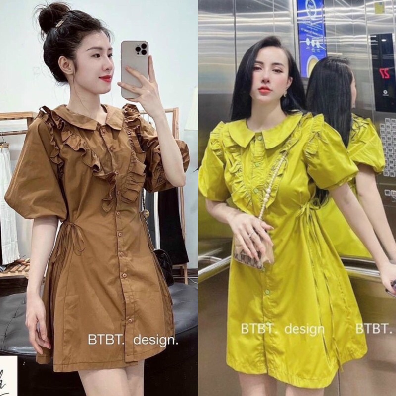 Váy lụa chéo viền bèo 2 màu