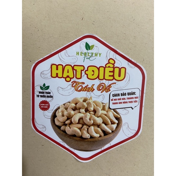 55 Tem Hạt Điều Tách Vỏ - 7x8cm Lục Giác Dán Thân Hộp