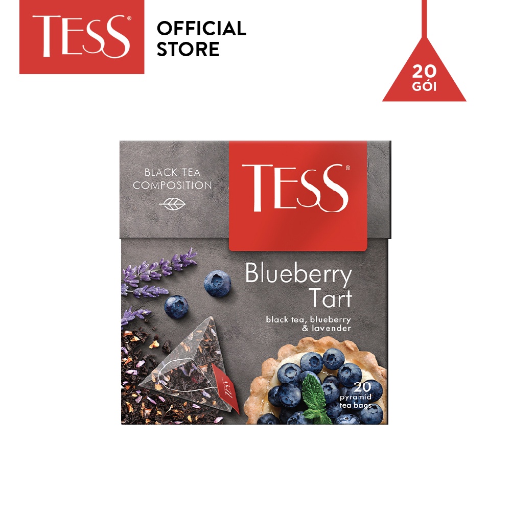 [DATE 3/2024]Combo 12 hộp Trà đen Tess Blueberry Tart vị hoa oải hương và việt quất 20 gói/hộp