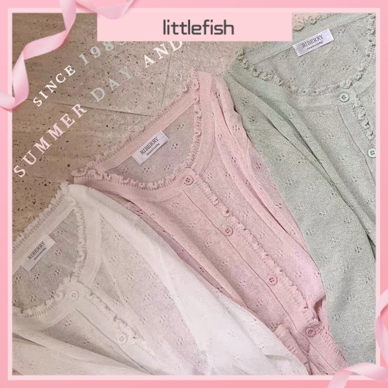 Áo Khoác Cardigan Dệt Kim Siêu Mỏng Bán Trong Suốt Màu Trắng / Xanh Lá / Hồng Cơ Bản Dễ Phối Đồ Thời Trang Mùa Hè Mát Mẻ