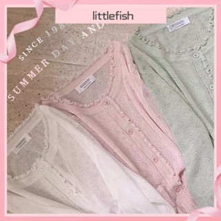 [Littlefish] Áo Khoác Cardigan Dệt Kim Siêu Mỏng Bán Trong Suốt Màu Trắng / Xanh Lá / Hồng Cơ Bản Dễ Phối Đồ Thời Trang Mùa Hè Mát Mẻ áo khoác mỏng