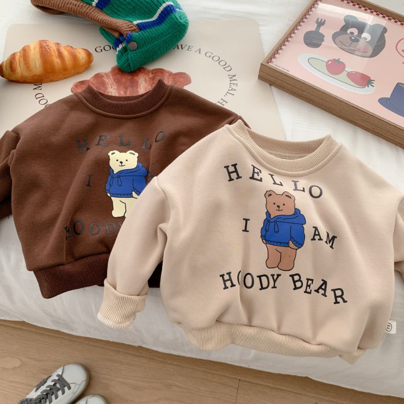 Áo Giữ Nhiệt mùa đông Có Lót Lông Cho Bé Trai Bé Gái Phong Cách Hàn Quốc