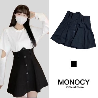Chân váy ngắn cạp lưng cao cúc dọc dáng xòe bigsize mnc555