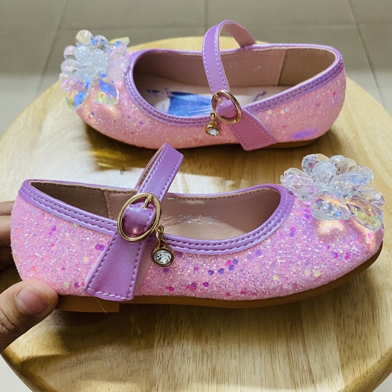 Giày búp bê công chúa Elsa đính đá cao cấp êm chân bé