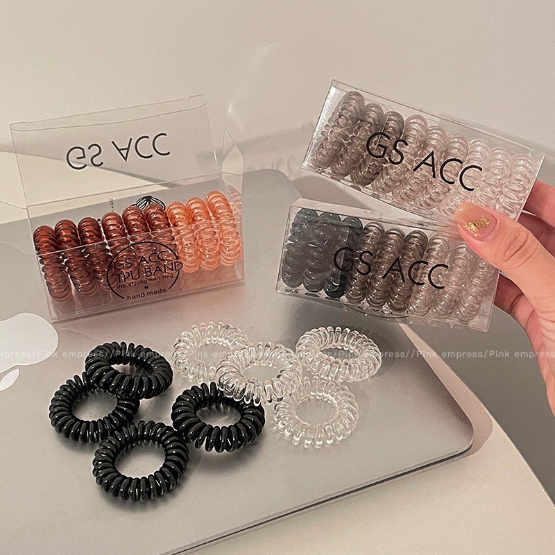 Set 9 Dây Buộc Tóc Cao Su Màu Đen Thiết Kế Tối Giản Phong Cách Hàn Quốc