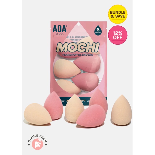 Set mút trang điểm AOA Mochi Teardrop Blenders 6 mút