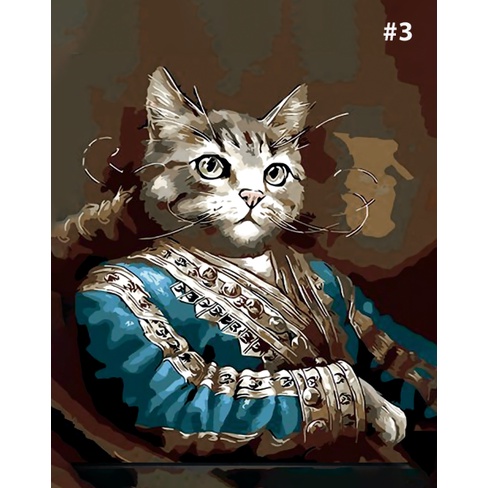 Tranh Canvas Chống Thấm Nước Trang Trí Nội Thất Hình Mèo Quý Tộc Hoạt Hình