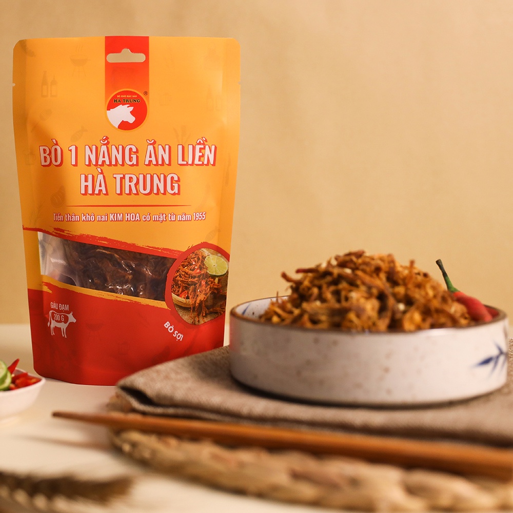 Bò khô một nắng ăn liền xé sợi Hà Trung