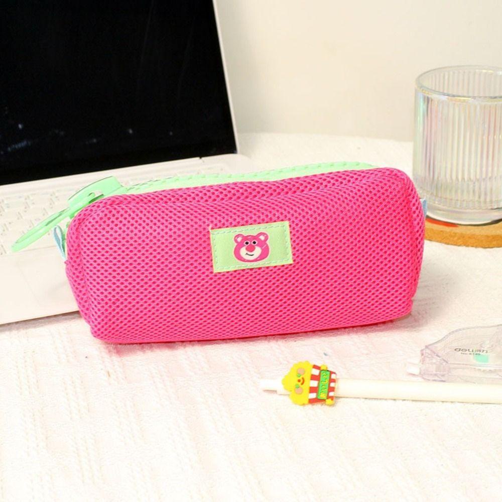 Túi Đựng Bút Chì / Văn Phòng Phẩm Có Khóa Kéo In Hình Gấu / Dâu Tây Hoạt