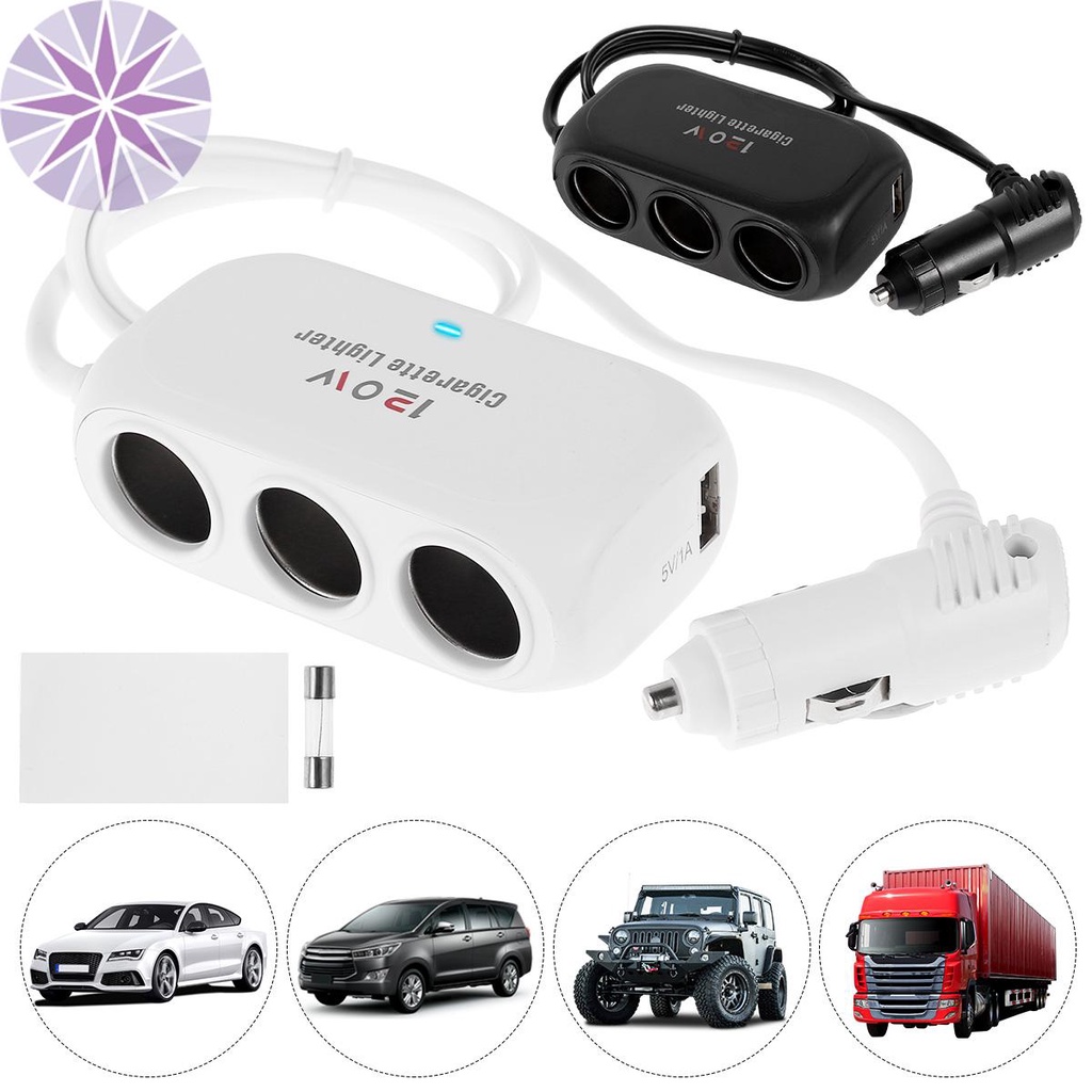 Tẩu Sạc Chia 3 Cổng USB 120W 12V 24V Tích Hợp Bật Lửa Thuốc Lá Cho Xe Hơi Tkc9708