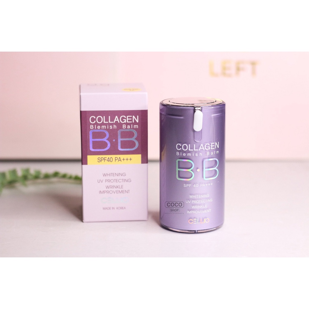 Kem nền BB Collagen Cellio celio Hàn Quốc chính hãng 40ml( tone trắng hồng)