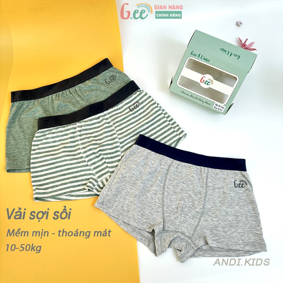 Quần chip quần lót bé trai vải gỗ sồi, Combo 3 quần chip đùi cho bé trai mềm mịn thoải mái Gee