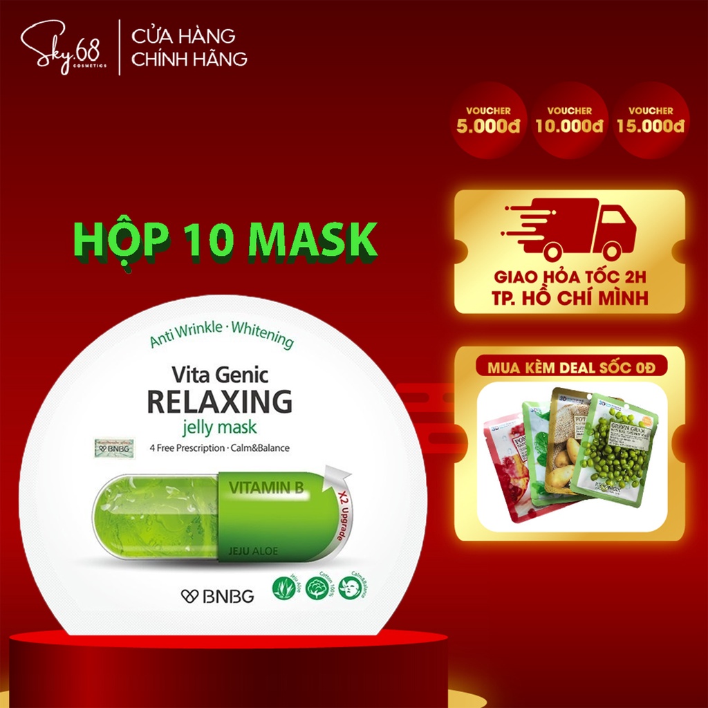 [ Hàng chính hãng ] Hộp 10 Mặt nạ BNBG Vita Genic Relaxing Mask Jelly Mask - Vitamin B 30ml x10