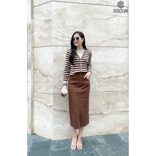 Chân váy dài xẻ trước