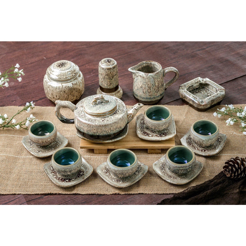 [DT02] Bộ ấm chén hoả biến men giả cổ cao cấp