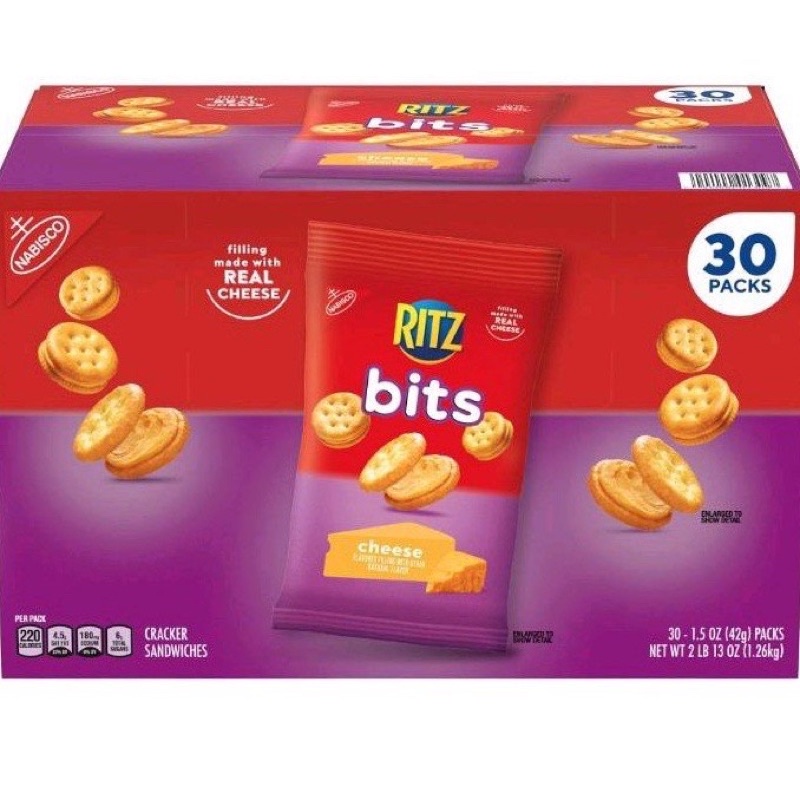 [Hàng Mỹ] Bánh quy Ritz bits Phô mai Thùng 30 gói 1,26kg