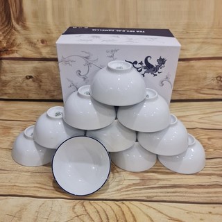 Bộ 10 chén sứ Minh Long viền xanh - chén sứ minh long viền xanh