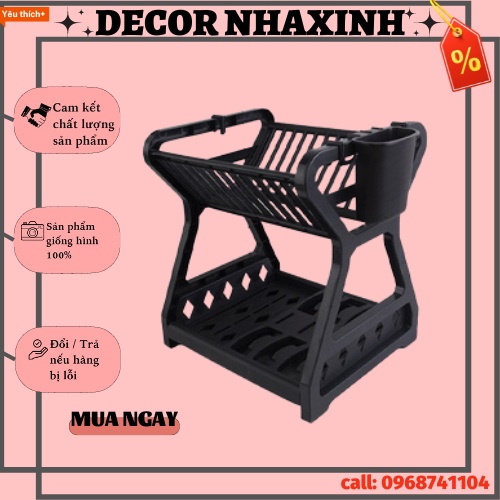 Kệ Để Bát Đĩa 2 Tầng Nhỏ Gọn, Giá Úp Chén Đĩa