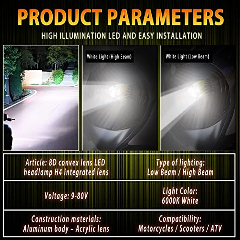 Đèn Pha h4 / hb2 / 9003 led 6000k Ánh Sáng Cao / Thấp Chất Lượng Cao