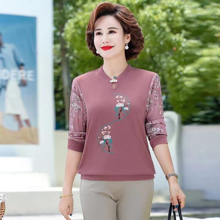 Áo Dệt Kim Mỏng Tay Dài Phong Cách Phương Tây Thời Trang Mùa Thu Mới Dành Cho Phụ Nữ Trung Niên Và Người Lớn Tuổi