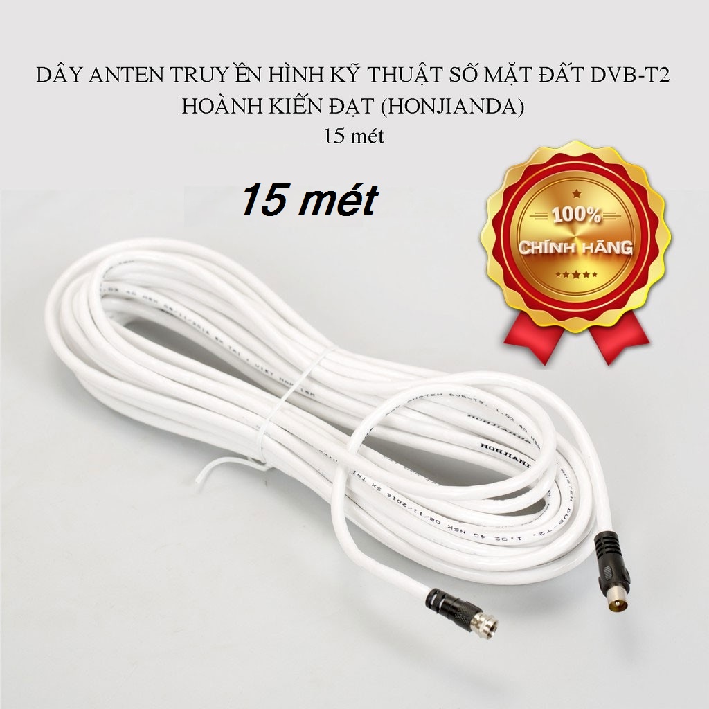 Dây Cáp Anten 5C HONJIANDA 15M - Bấm Sẳn Jack 2 Đầu