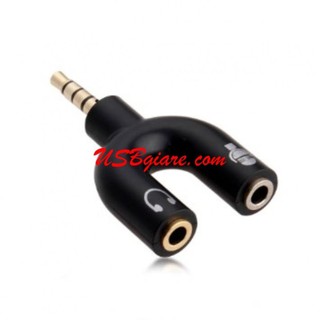 Jack chia 3.5mm ra 2 đầu với 1 đầu microphone 1 đầu headphone chữ u nhiều màu