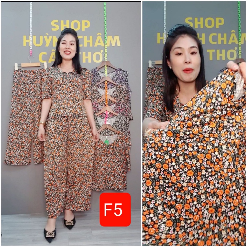 Đồ bộ nữ trung niên đẹp thun aty tay rũ quần ống rộng