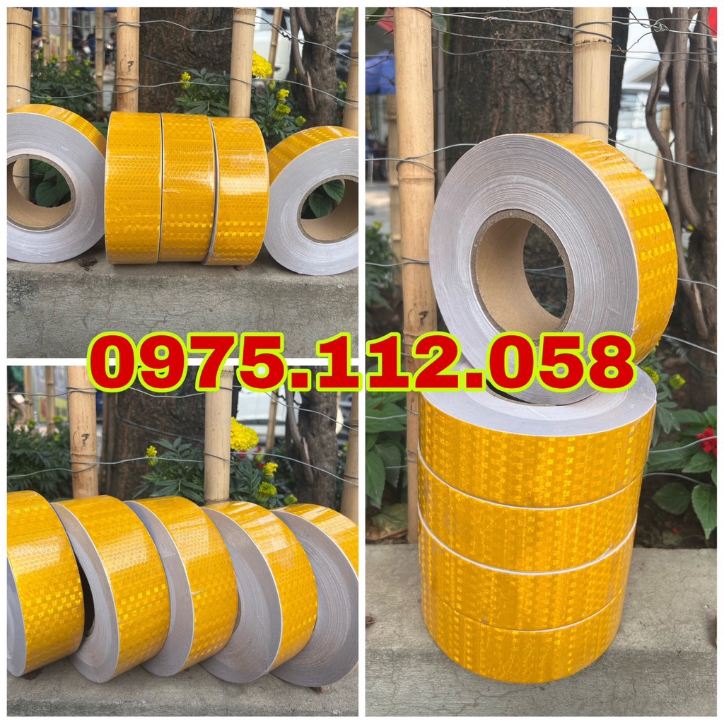 Cuộn phản quang dán màu vàng 5cm dài 45m - decan phản quang