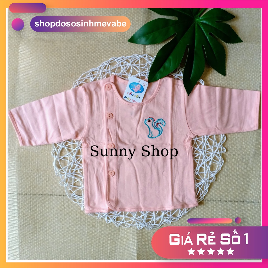 Áo sơ sinh MÀU BÁC SĨ tay DÀI AN AN/ Áo cúc lệch em bé